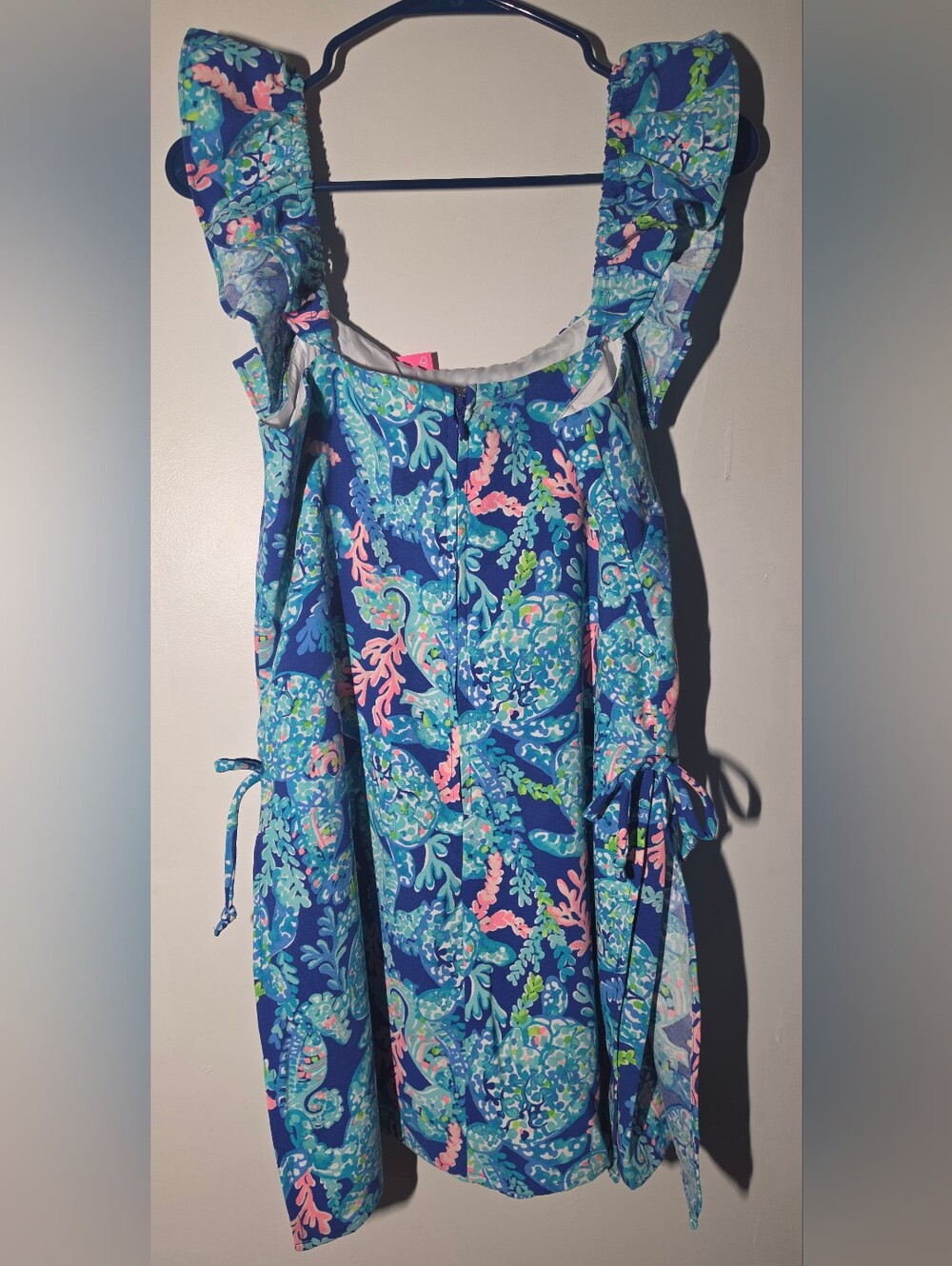Lilly Pulitzer Blue Floral Ruffle-Shoulder One-Piece - Picture 3 of 6